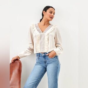 AE V-Neck Ruffle Lace Blouse